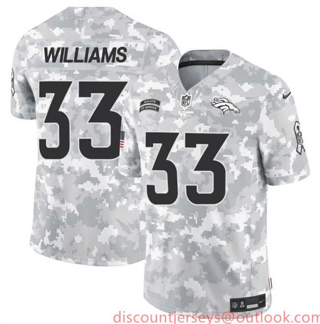 Mens Denver Broncos #33 Javonte Williams 2024 F.U.S.E Arctic Camo Salute To Service Limited Stitched Football Jersey Dzhi